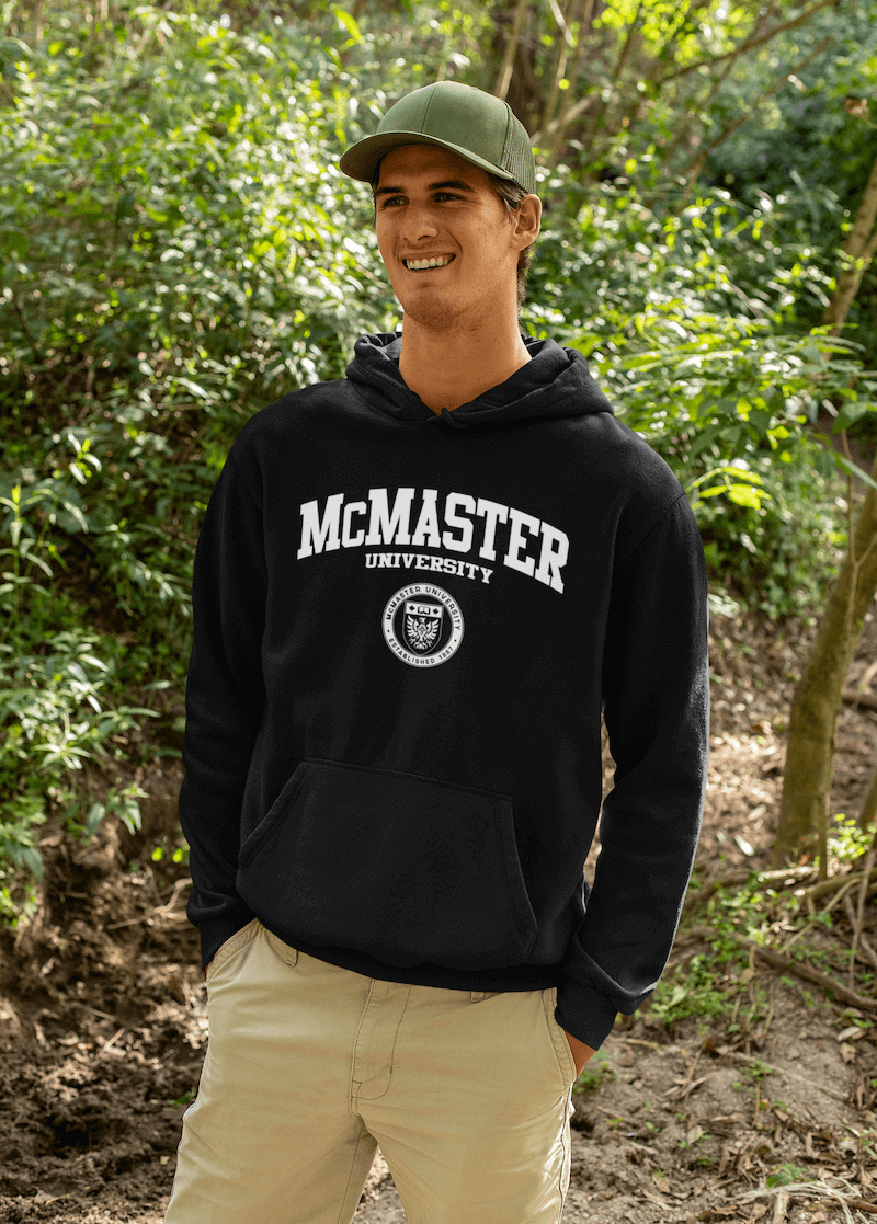 McMaster University Hoodie Mockup Black PRECISION APPAREL